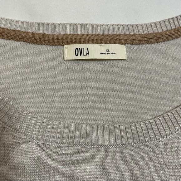 NWT New Anthropologie OLVA Olive and Vine Beige Knit Short Sleeve Top Size XL - Picture 6 of 10